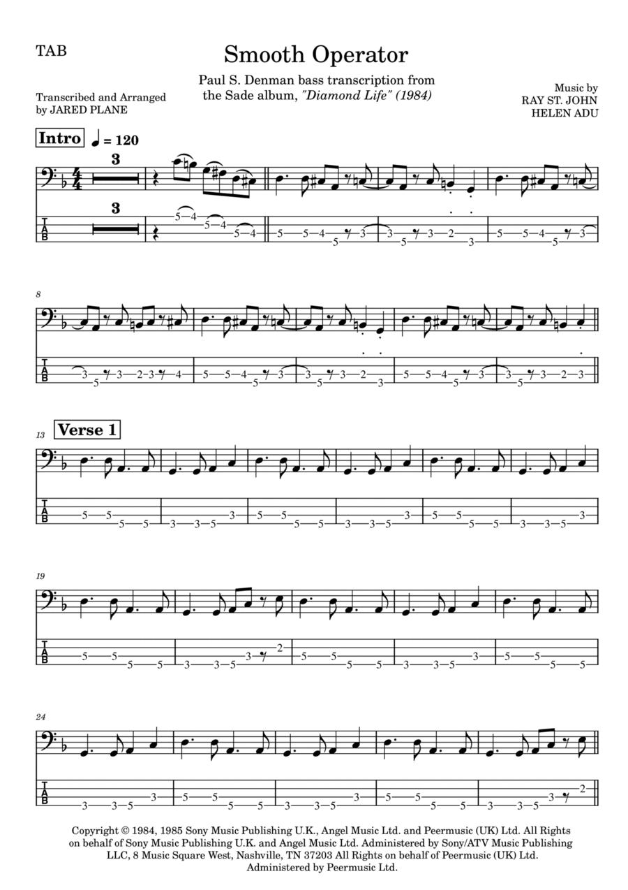 Smooth Operator Guitar Tablature scores gallery preview page 1