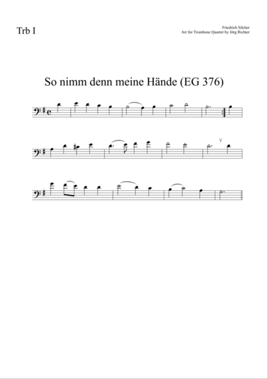 So take my hands (So nimm denn meine Hände) for Trombone Quartet Brass Quartet scores gallery preview page 3