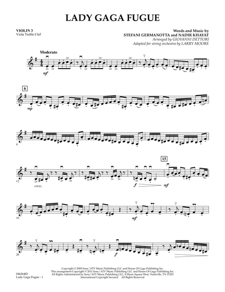 Lady Gaga Fugue (based on "Bad Romance") - Violin 3 (Viola Treble Clef)