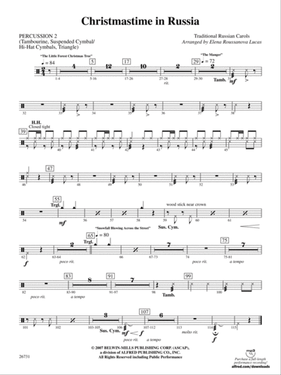 Christmastime in Russia: 2nd Percussion Concert Band scores gallery preview page 1
