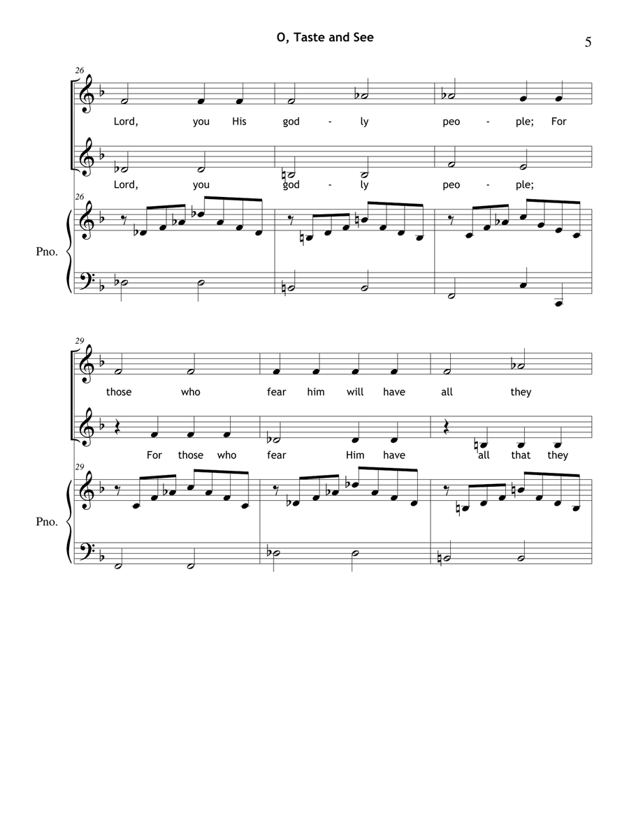 O Taste and See that the Lord Is Good (2-Part) SA scores gallery preview page 5