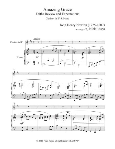 Amazing Grace (Bb Clarinet & Piano) - Full Set image number null