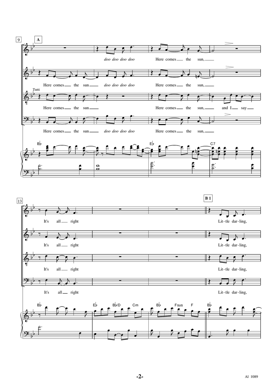 Here Comes The Sun 4-Part scores gallery preview page 2