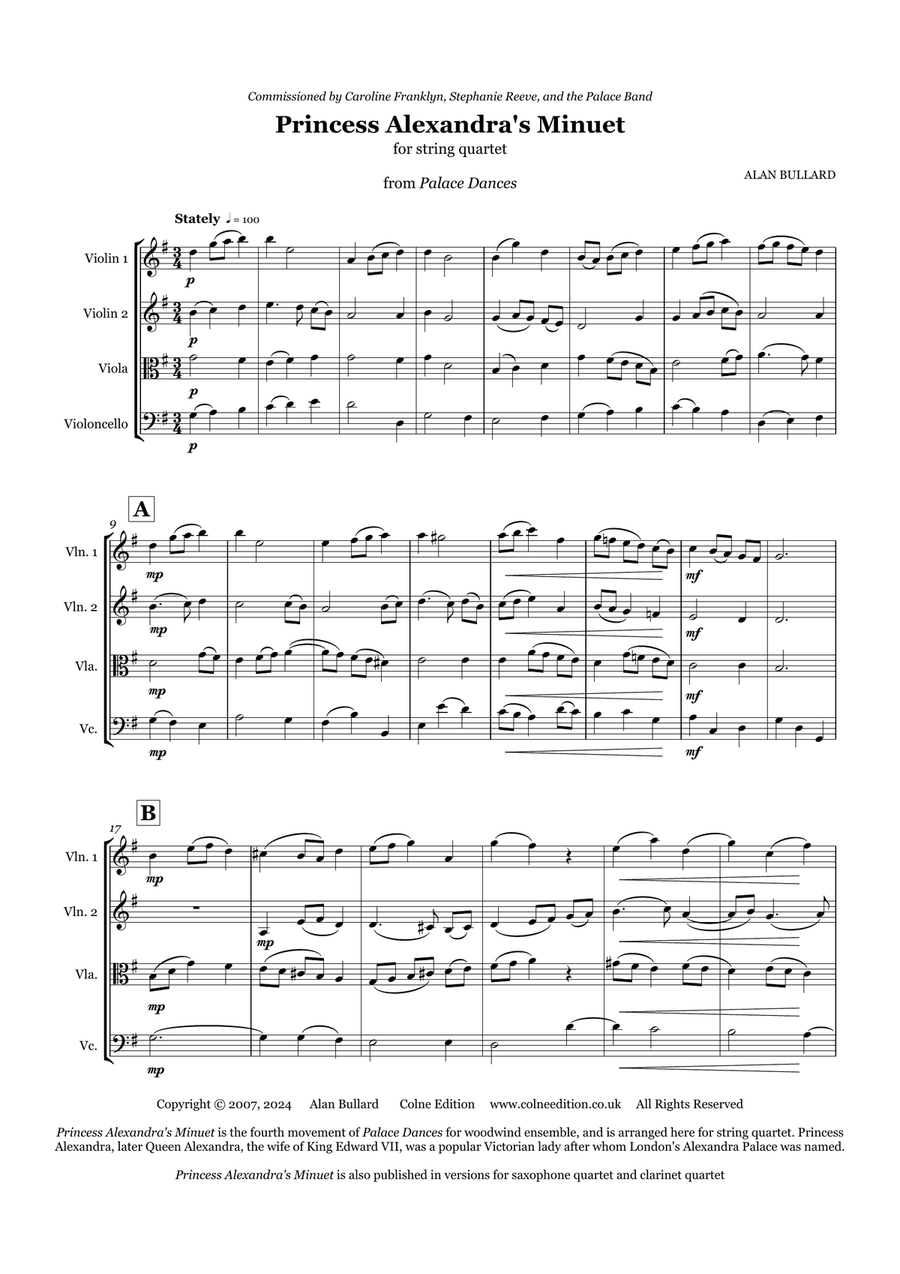 Princess Alexandra's Minuet (string quartet) String Quartet scores gallery preview page 5