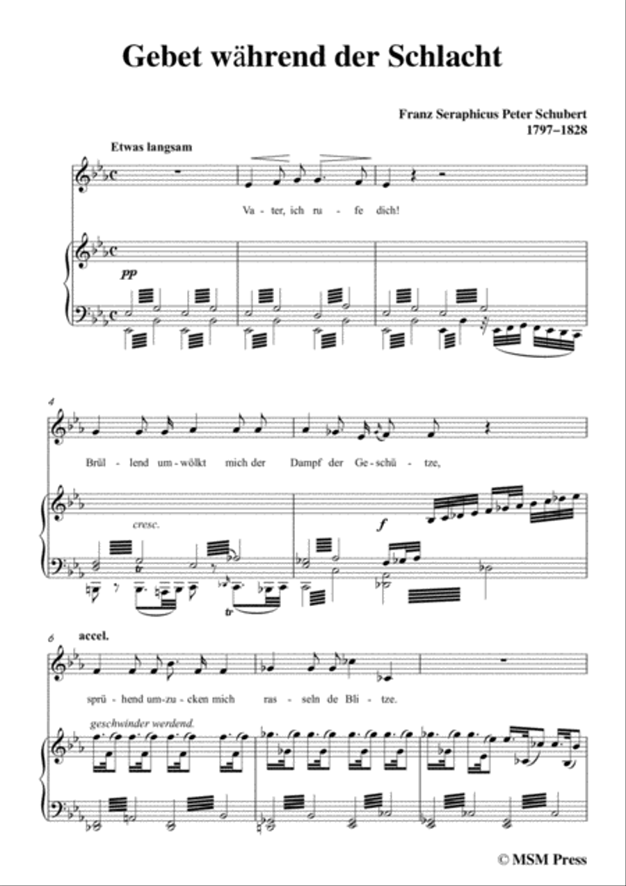 Schubert-Gebet während der Schlacht,in E flat Major,for Voice&Piano Voice scores gallery preview page 3