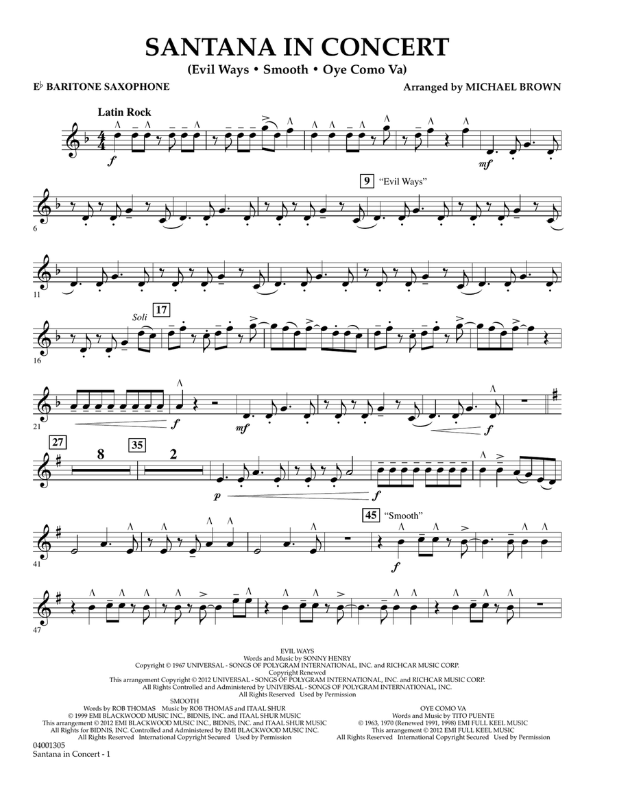Santana In Concert - Eb Baritone Saxophone