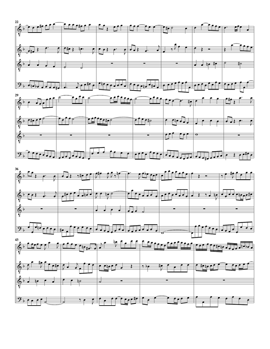 Gute Nacht from Motet: Jesu, meine Freude, BWV 227 (arrangement for 4 recorders in d minor) Alto Recorder scores gallery preview page 3