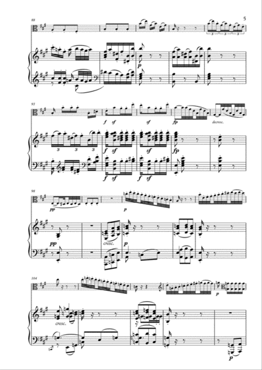 Beethoven - Larghetto for Viola and Piano Piano scores gallery preview page 5