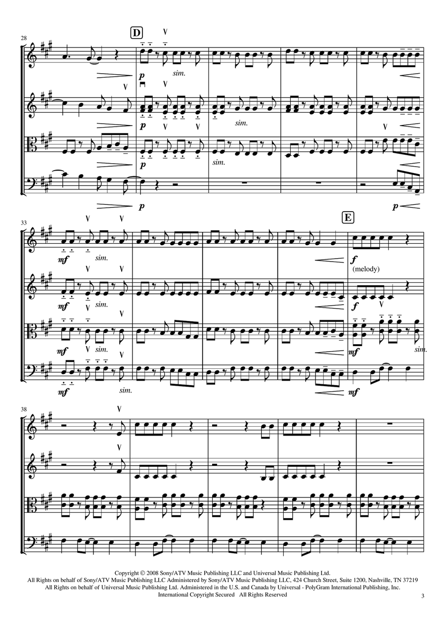 Walking On A Dream String Quartet scores gallery preview page 3