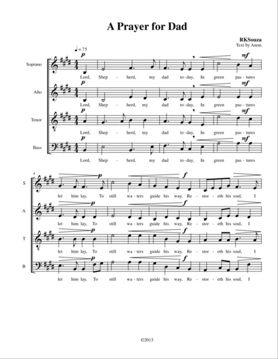 A Prayer for Dad A Cappella scores gallery preview page 1