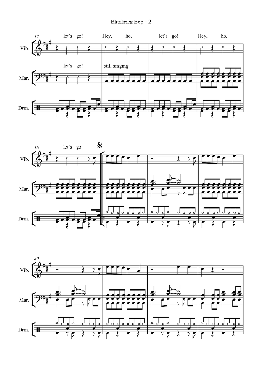 Blitzkrieg Bop Percussion Ensemble scores gallery preview page 4