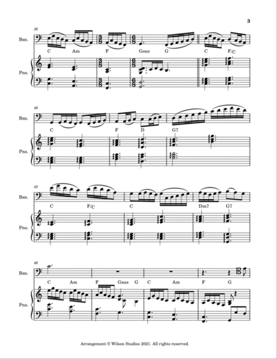 It Came Upon a Midnight Clear--bassoon solo Bassoon Solo scores gallery preview page 3