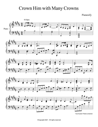 PIANO - Crown Him with Many Crowns (Piano Hymns Sheet Music PDF)
