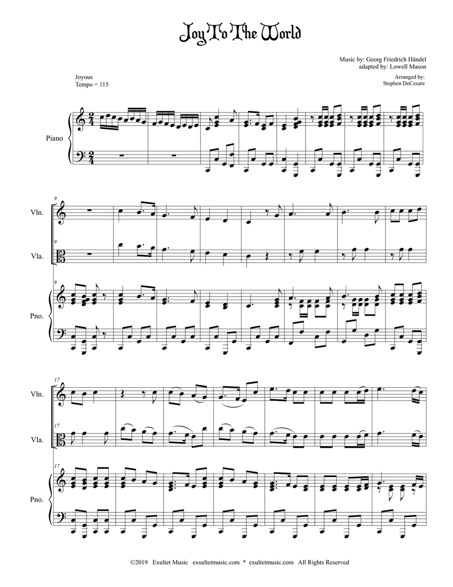 Joy To The World (Duet for Violin and Viola) String Duet scores gallery preview page 2