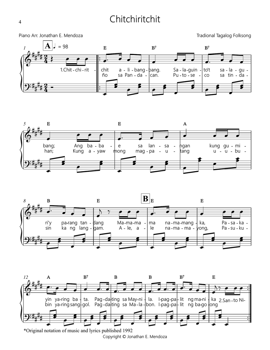 Traditional Tagalog Folksong Collection 1 Unison Choir scores gallery preview page 4