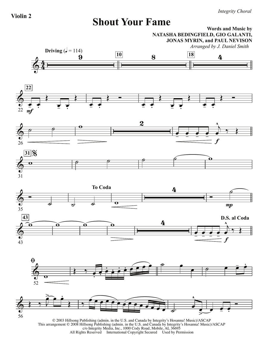Shout Your Fame - Violin 2