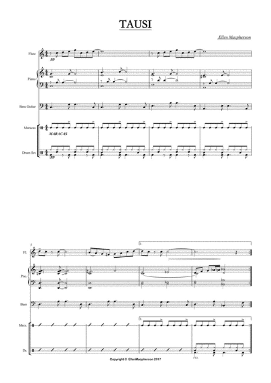 TAUSI (Bossa Nova) - Flute and Piano Flute Solo scores gallery preview page 2