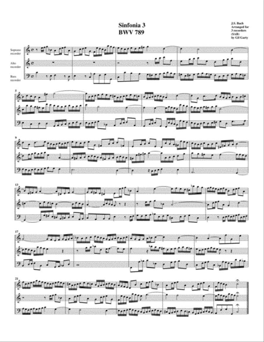 15 sinfonias (3-part inventions, BWV 787-801 (arrangement for 3 recorders) Recorder scores gallery preview page 6