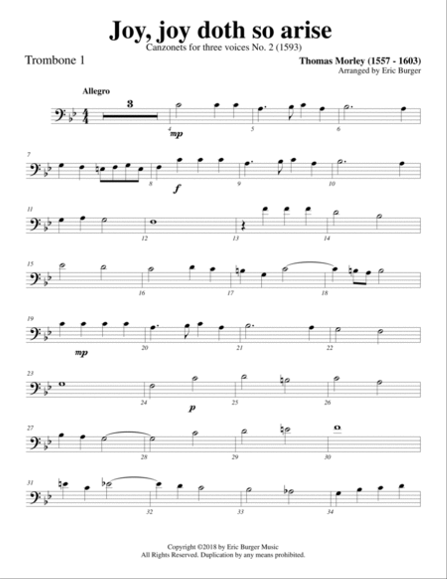 Joy, joy doth so arise for Trombone or Low Brass Trio Trombone Trio scores gallery preview page 5