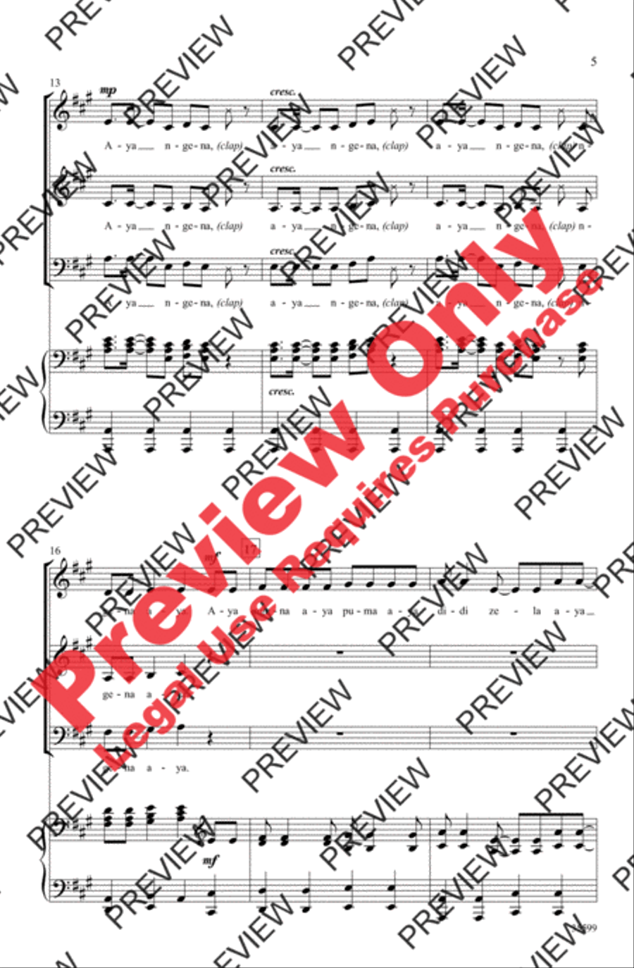 Aya Ngena Aya Ngena 3-Part scores gallery preview page 5