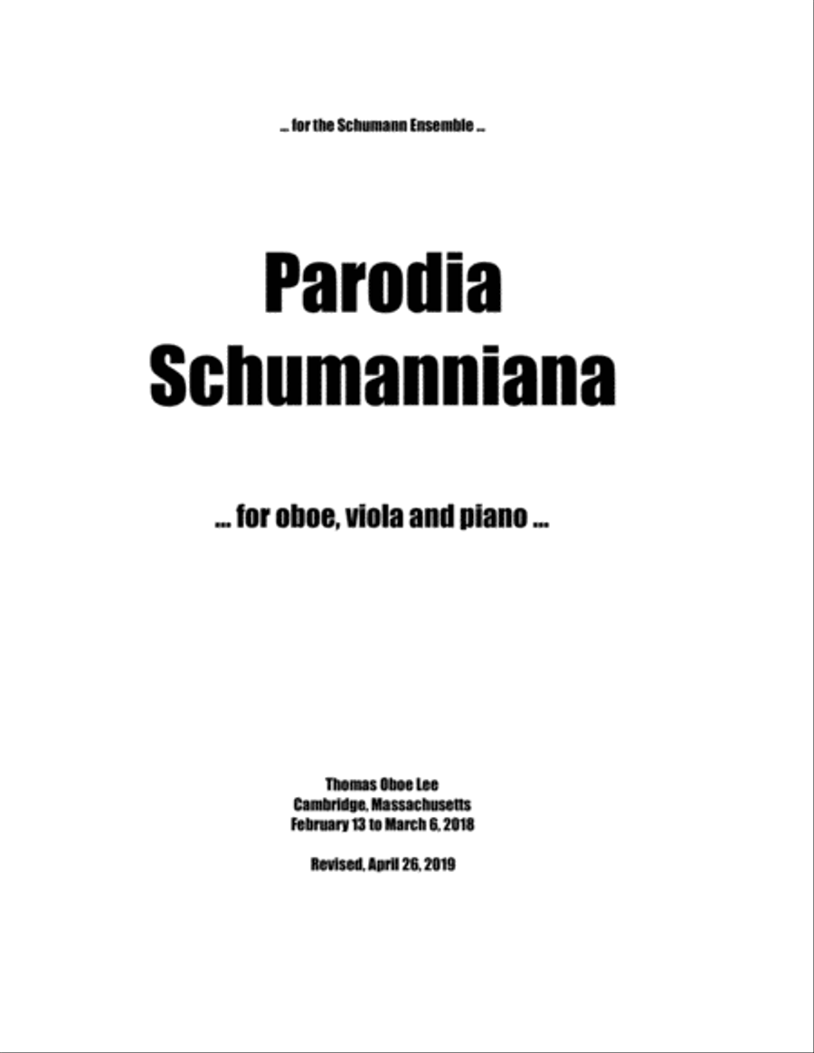 Parodia Schumanniana (2018) for oboe, viola and piano Oboe scores gallery preview page 1