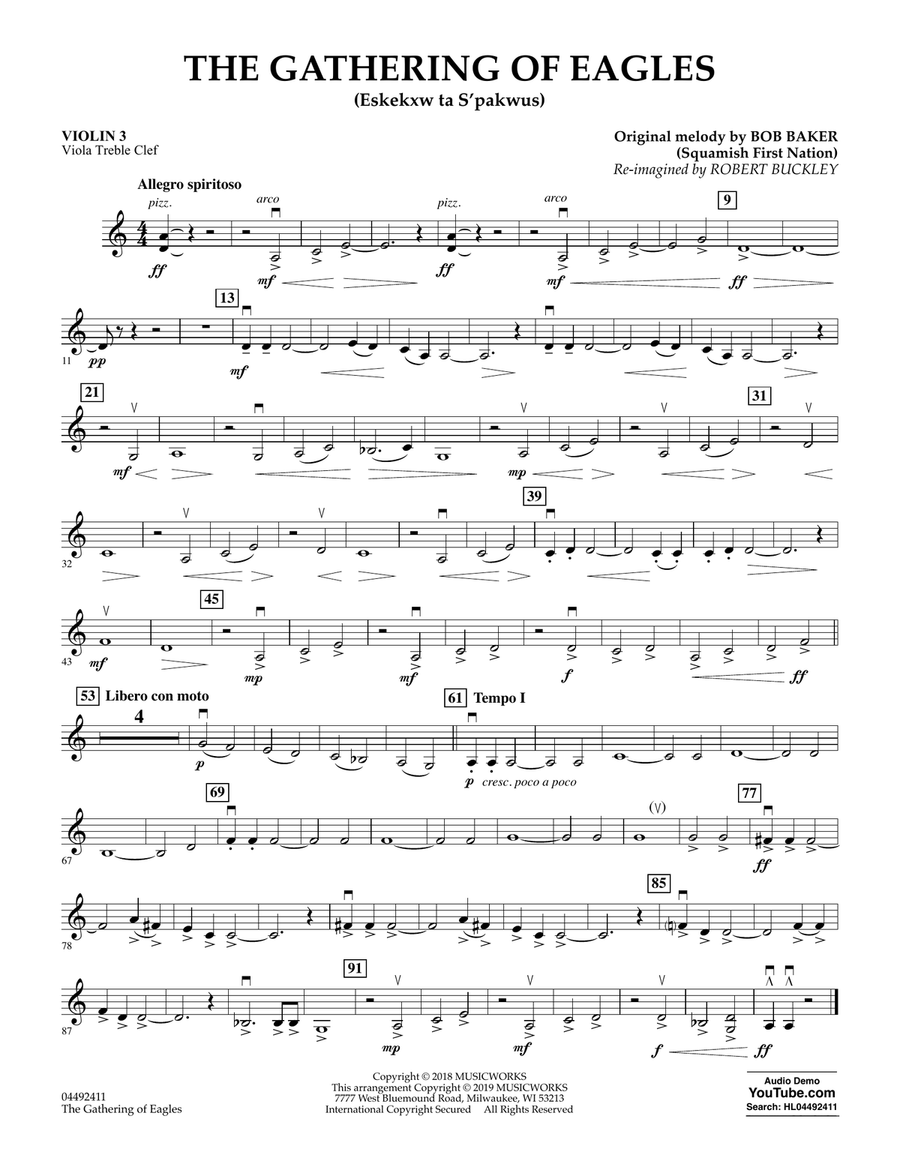 The Gathering of Eagles (arr. Robert Buckley) - Violin 3 (Viola Treble Clef) Orchestra scores gallery preview page 1