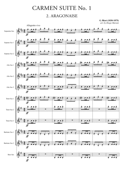 Carmen Suite No. 1 (Part One) for Saxophone Ensemble image number null