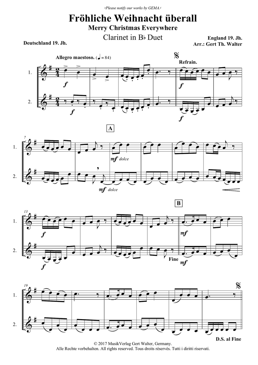 Merry Christmas Everywhere Clarinet Duet scores gallery preview page 1
