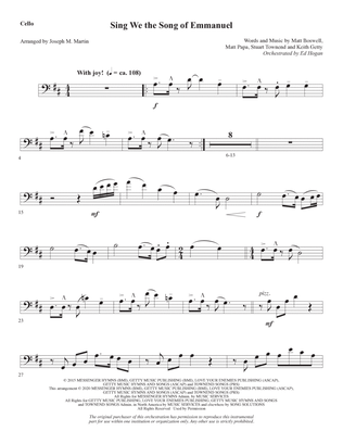 Sing We the Song of Emmanuel (arr. Joseph M. Martin) - Cello