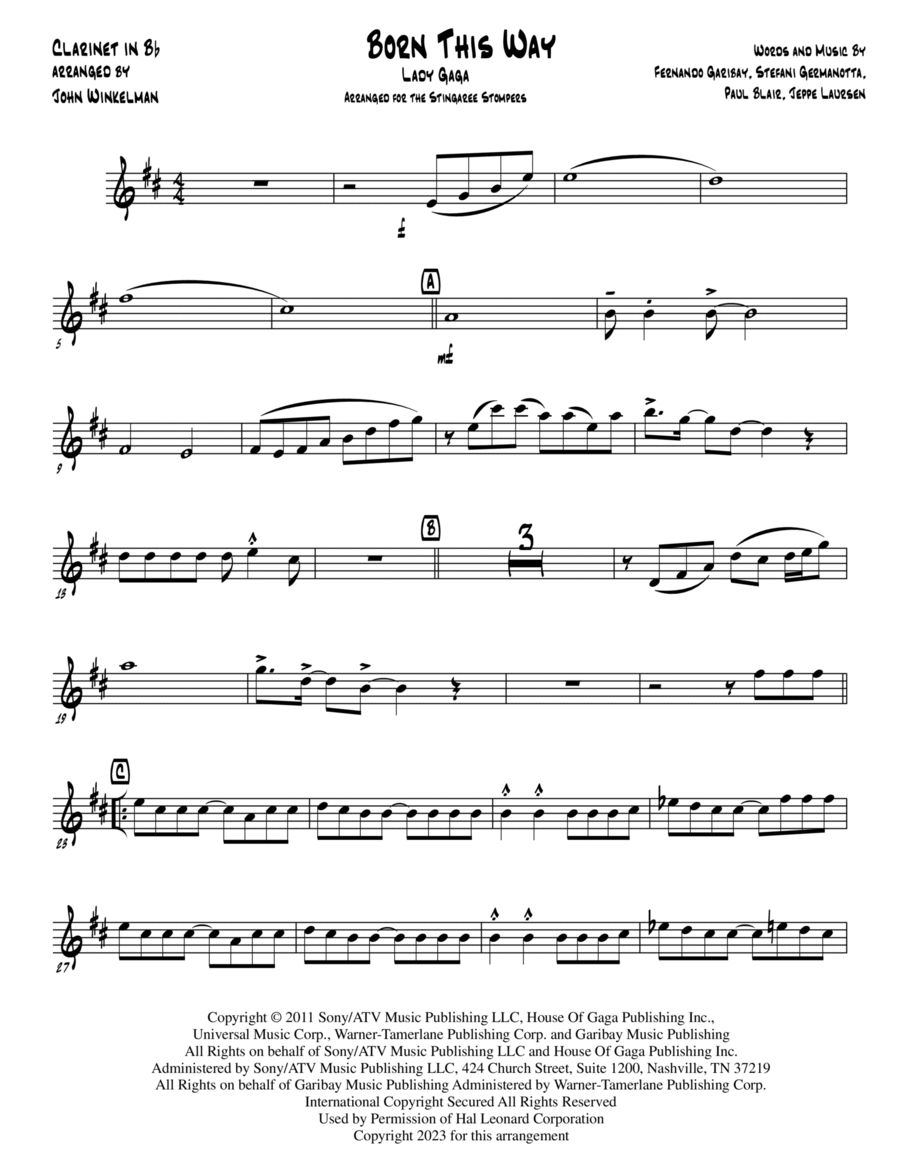 Born This Way Jazz Ensemble scores gallery preview page 1