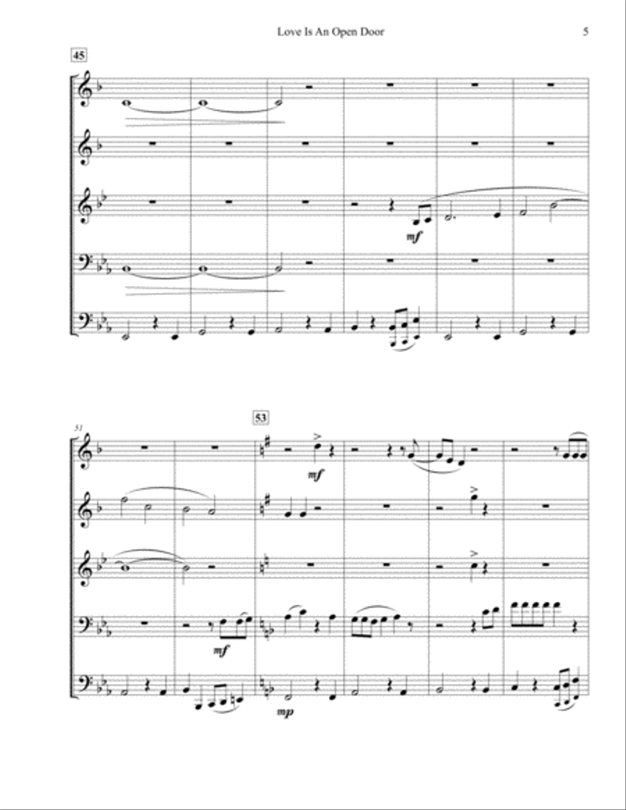 Love Is An Open Door Brass Ensemble scores gallery preview page 6