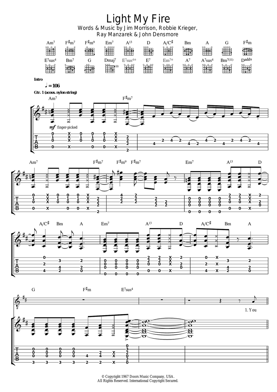 Light My Fire Acoustic Guitar scores gallery preview page 1