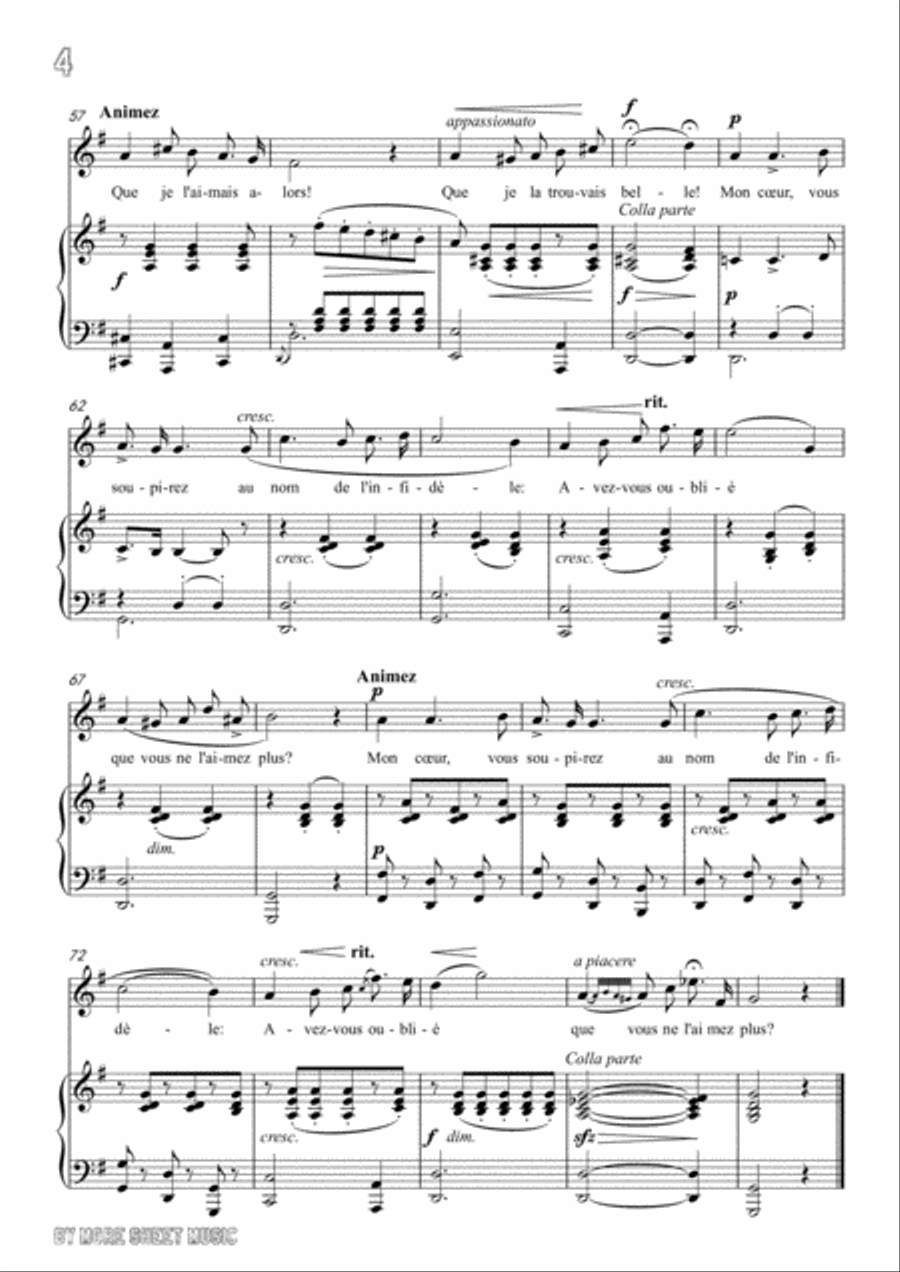 Masse-Souvenirs in G Major,for Voice and Piano Voice Solo scores gallery preview page 6