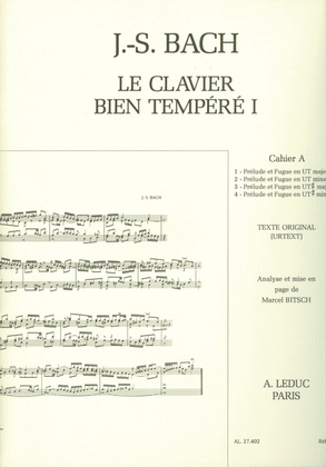 Book cover for Le Clavier Bien Tempere Vol.1a (piano Solo)