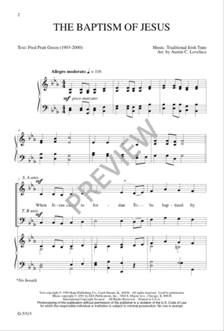 The Baptism of Jesus The Baptism of Jesus 4-Part scores gallery preview page 2