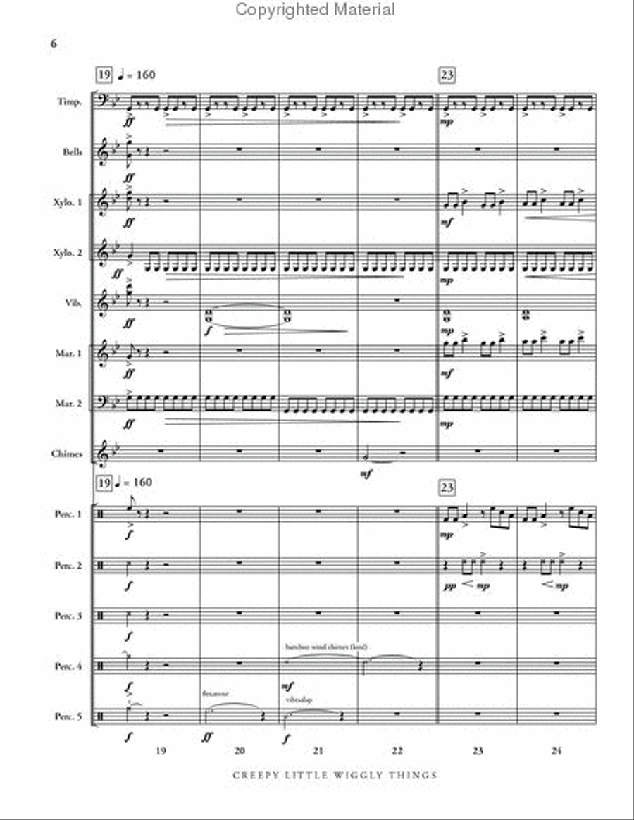 Creepy Little Wiggly Things Percussion Ensemble scores gallery preview page 7