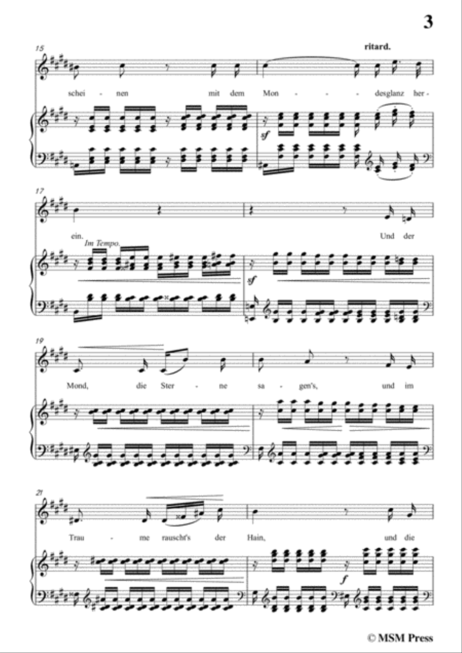 Schumann-Frühlingsnacht,in E Major,for Voice and Piano Voice Solo scores gallery preview page 5