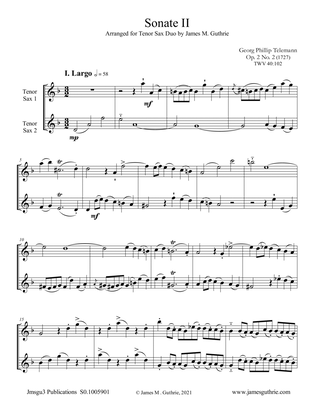 Telemann: Sonata Op. 2 No. 2 for Tenor Sax Duo