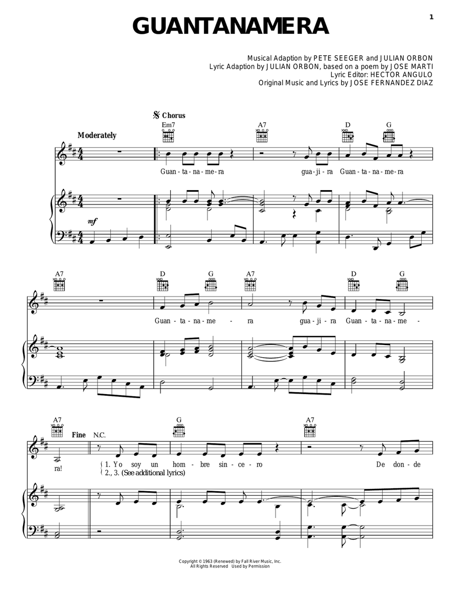 Guantanamera Guitar scores gallery preview page 1