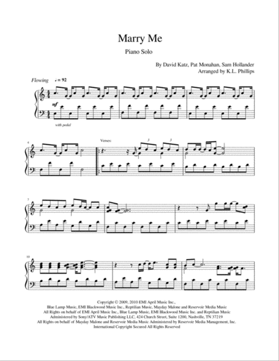 Marry Me Marry Me Piano Solo scores gallery preview page 2