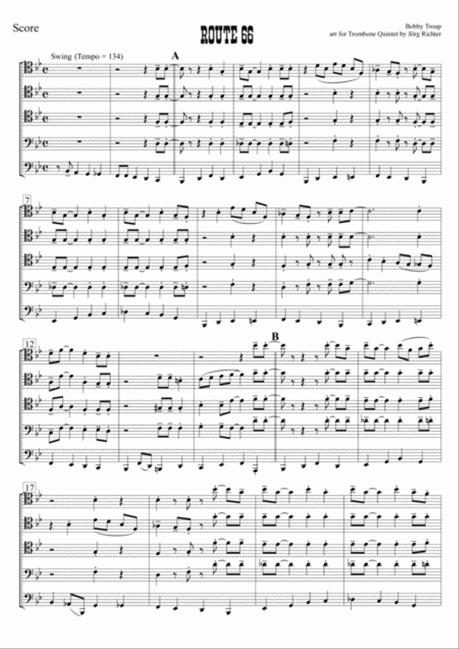 Route 66 Brass Quintet scores gallery preview page 2