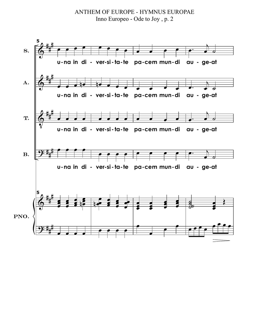 ANTHEM OF EUROPE - HYMNUS EUROPAE 4-Part scores gallery preview page 2