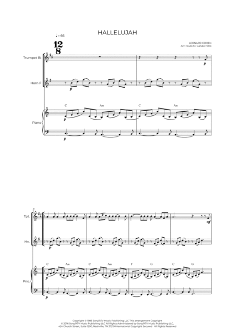 Hallelujah Brass Duet scores gallery preview page 2