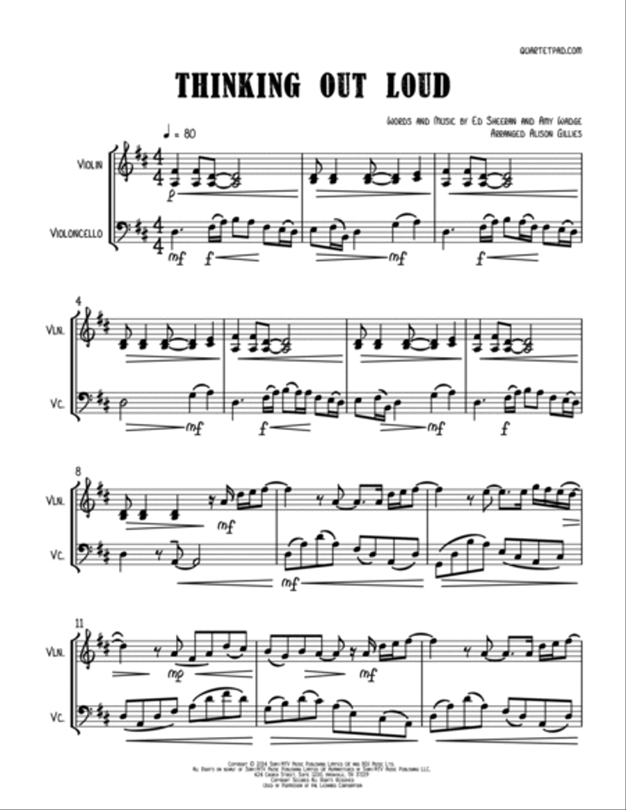Thinking Out Loud Thinking Out Loud String Duet scores gallery preview page 2