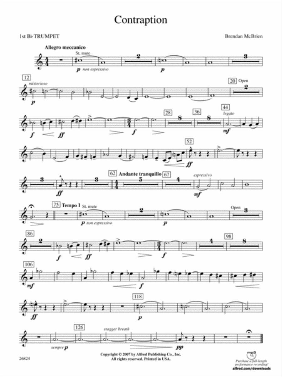 Contraption: 1st B-flat Trumpet Concert Band scores gallery preview page 1