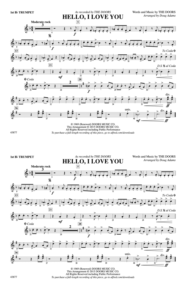 Hello, I Love You: 1st B-flat Trumpet