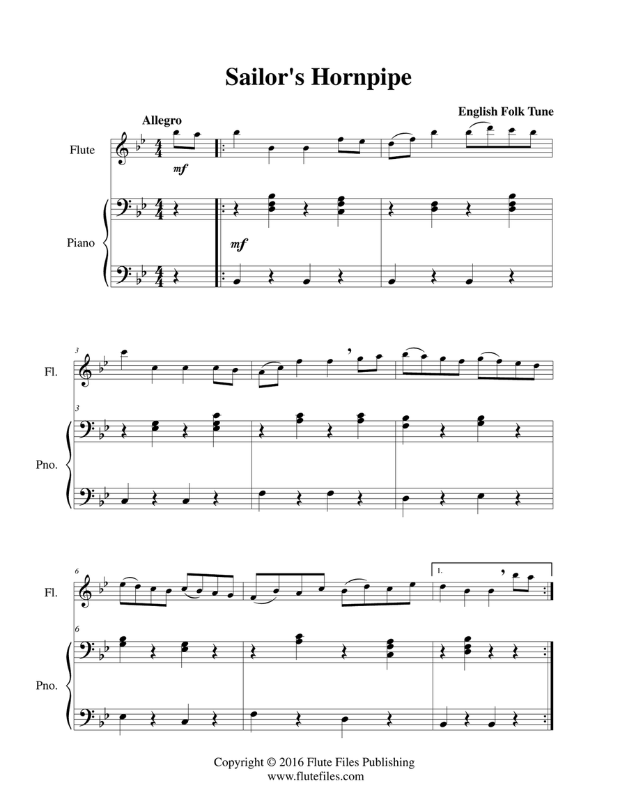 Sailor’s Hornpipe - Flute Solo Chamber Music scores gallery preview page 3