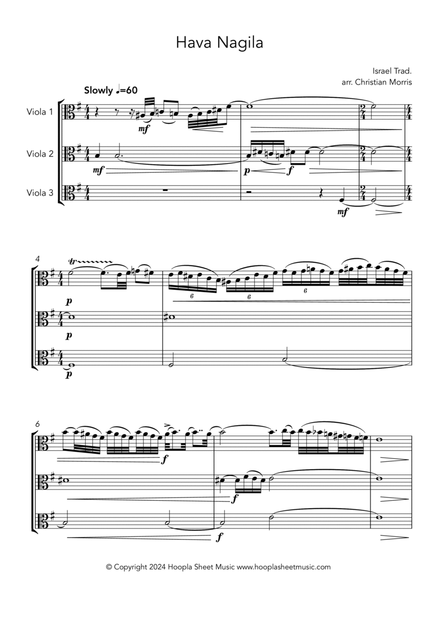 Hava Nagila Hava Nagila String Trio scores gallery preview page 1