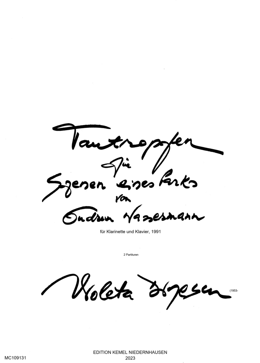 Tautropfen für Szenen eines Parks von Gudrun Wassermann Clarinet scores gallery preview page 1