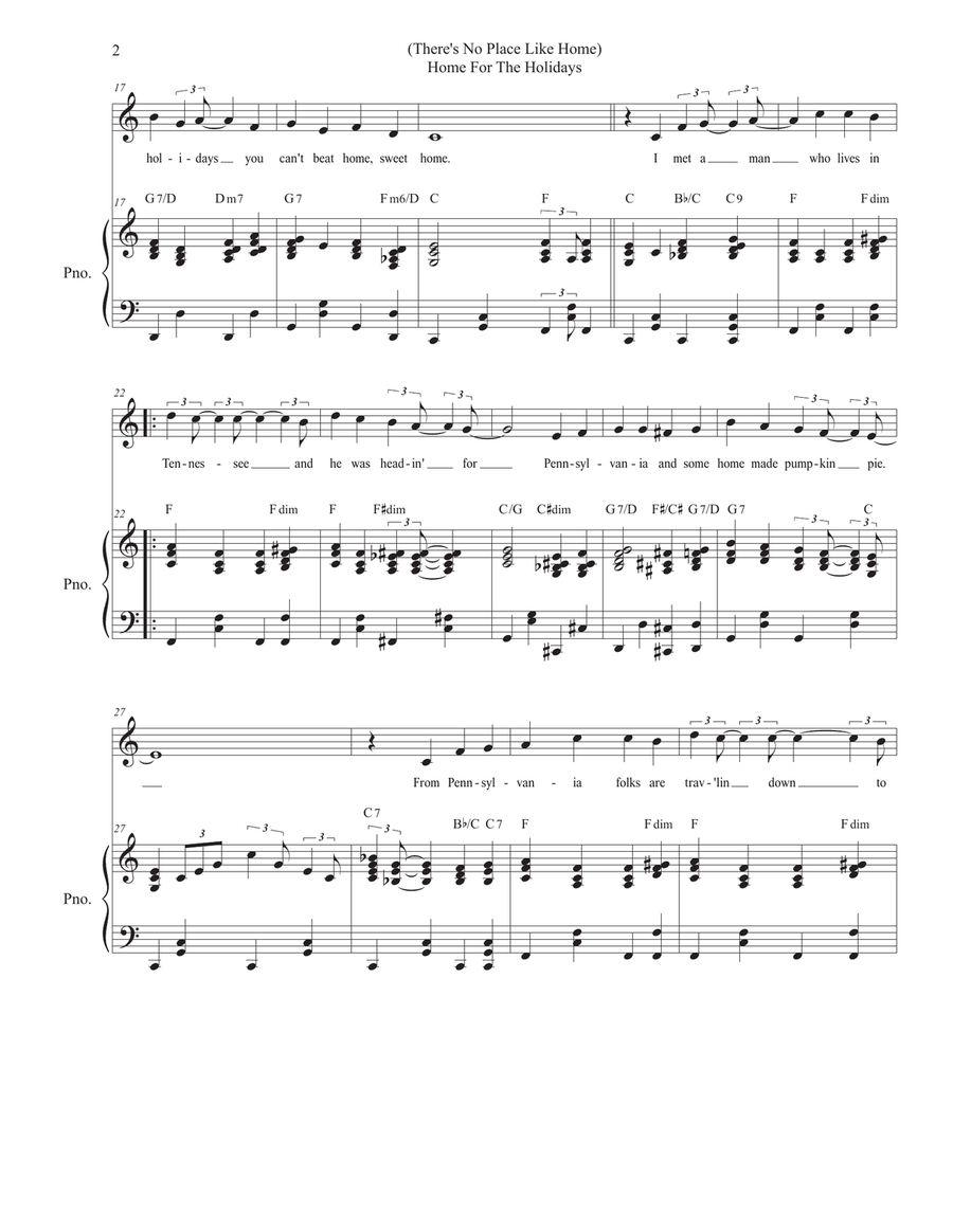 (there's No Place Like) Home For The Holidays Piano, Vocal scores gallery preview page 2